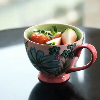 Чаша овесени ядки Европейската чаша за закуска ръчно рисувани керамични утайка от чаша на чаша, за да се люспи домакински чаша с голям капацитет