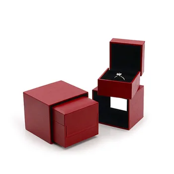 Червени Елегантен Комплект Луксация Бижута Подарък Кутия За Съхранение На Сватбена Кутия Пръстен, Обеци, Колие Опаковка Витрина Кутии