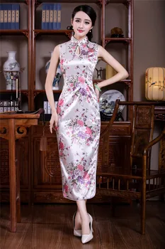 Шанхай История на Новото дълга рокля чонсам от изкуствена Коприна вечерни рокли Традиционното китайското дълга рокля ципао Ориенталски рокли