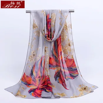 Шифоновый шал с цветен модел, Тънък летен Мек женски Модерен принт, Многоцветни дълги Шифоновые шалове, бохем хиджаб, дамски шал на едро